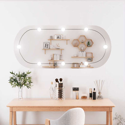 vidaXL Wall Mirror with LED Lights 45x100 cm Glass Oval 1
