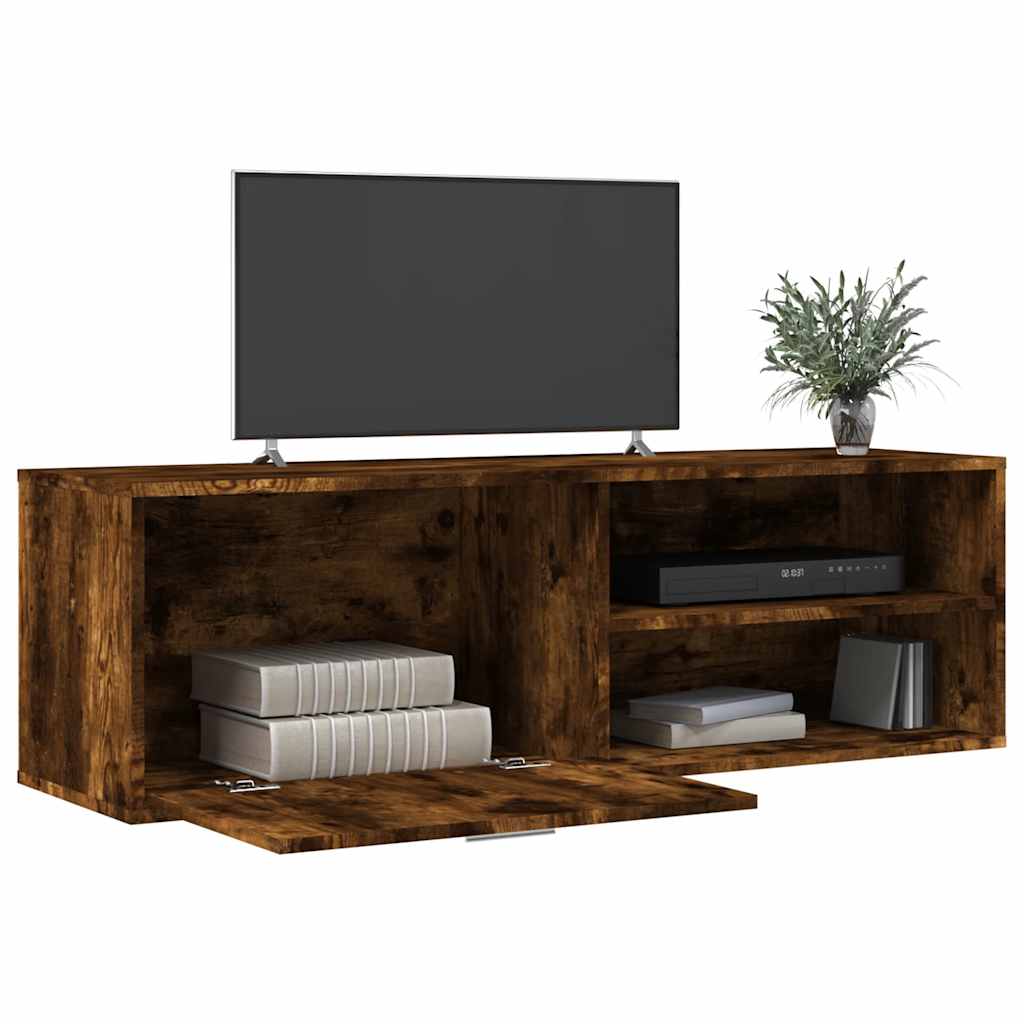 vidaXL TV Cabinet Smoked Oak 120x34x37 cm Engineered Wood 3
