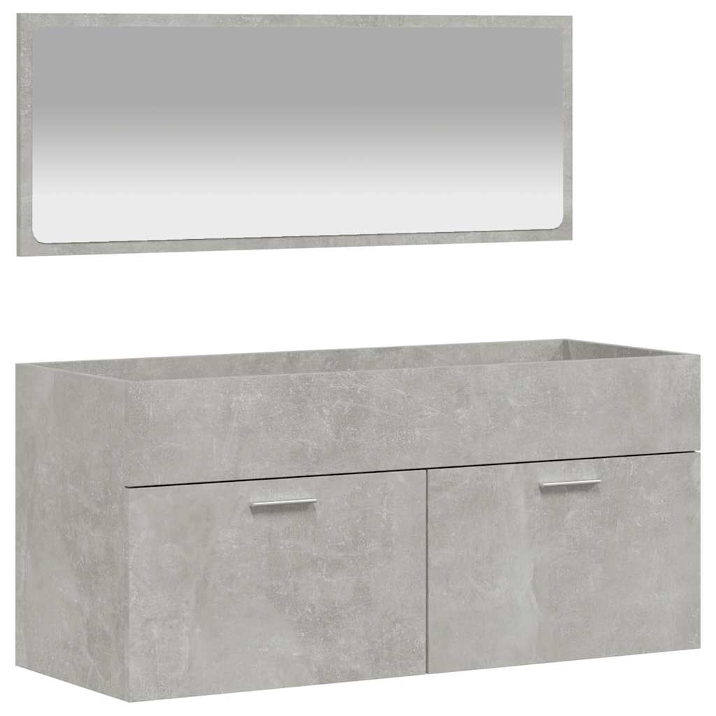 vidaXL Bathroom Cabinet with Mirror Concrete Grey Engineered Wood 2