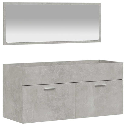 vidaXL Bathroom Cabinet with Mirror Concrete Grey Engineered Wood 2