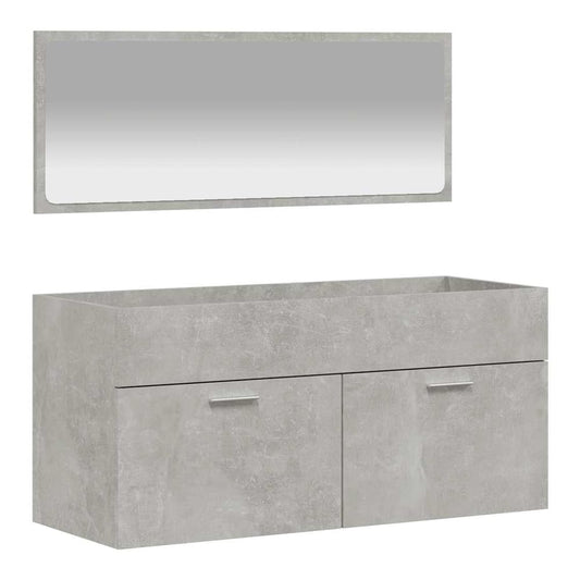 Bathroom Cabinet with Mirror Engineered Wood Concrete grey