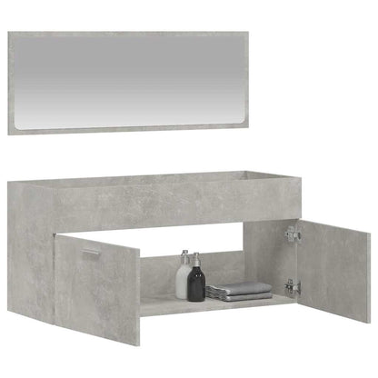 vidaXL Bathroom Cabinet with Mirror Concrete Grey Engineered Wood 3