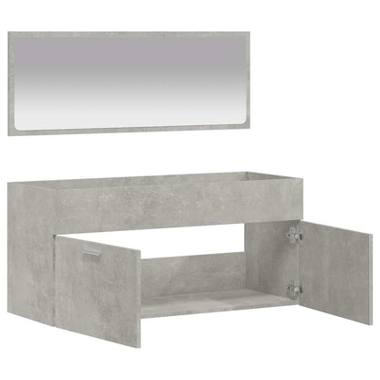 vidaXL Bathroom Cabinet with Mirror Concrete Grey Engineered Wood 4