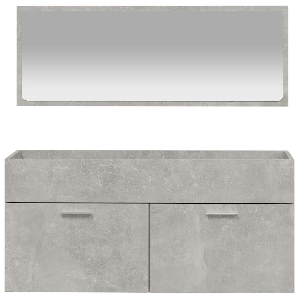 vidaXL Bathroom Cabinet with Mirror Concrete Grey Engineered Wood 5