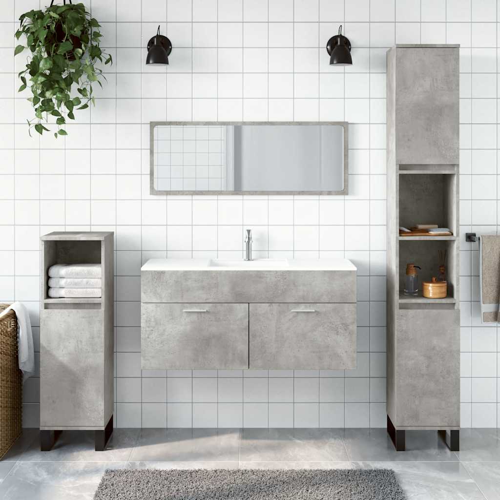 vidaXL Bathroom Cabinet with Mirror Concrete Grey Engineered Wood 1