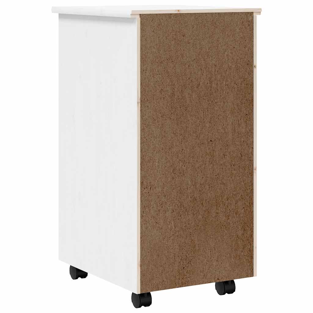 vidaXL Rolling Cabinet with Drawers "MOSS" White Solid Wood Pine 6
