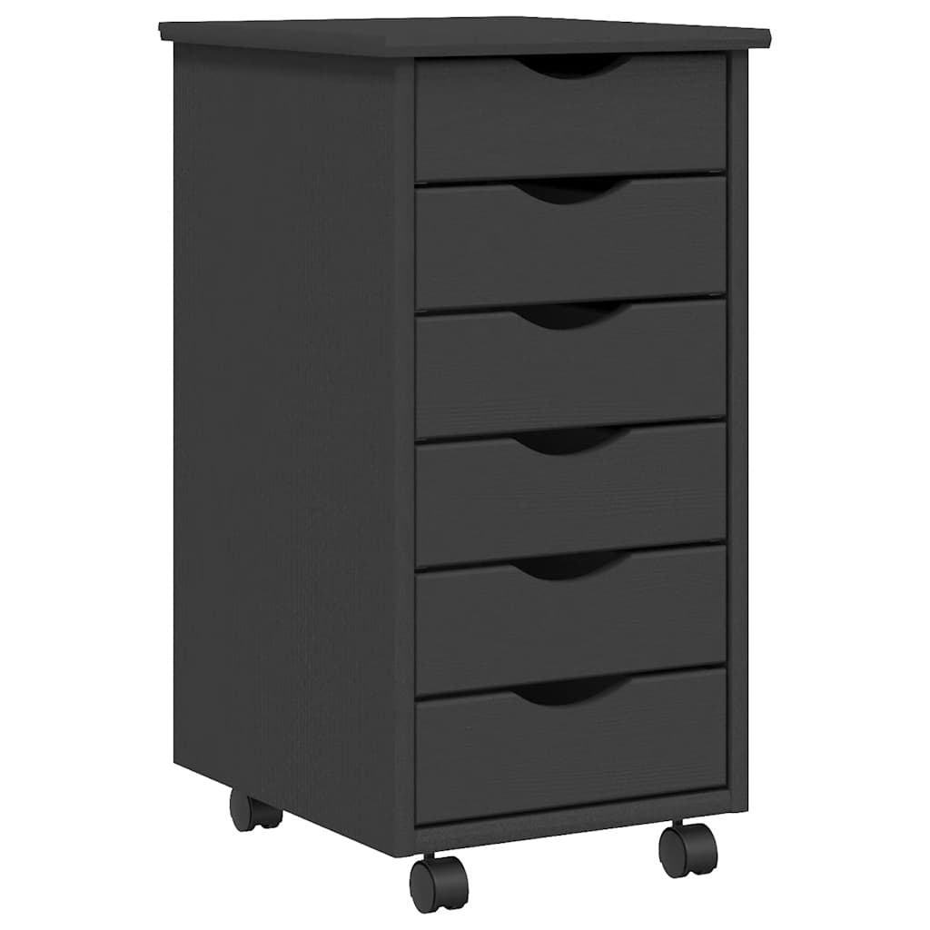 vidaXL Rolling Cabinet with Drawers "MOSS" Grey Solid Wood Pine 2