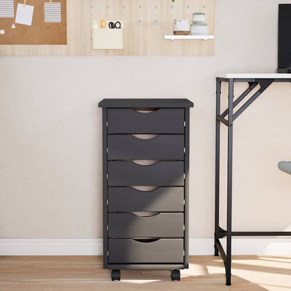 vidaXL Rolling Cabinet with Drawers "MOSS" Grey Solid Wood Pine 3