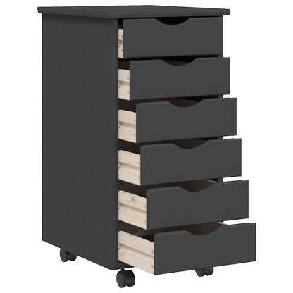 vidaXL Rolling Cabinet with Drawers "MOSS" Grey Solid Wood Pine 4