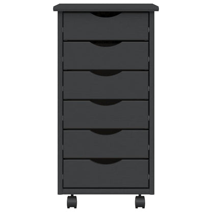 vidaXL Rolling Cabinet with Drawers "MOSS" Grey Solid Wood Pine 5