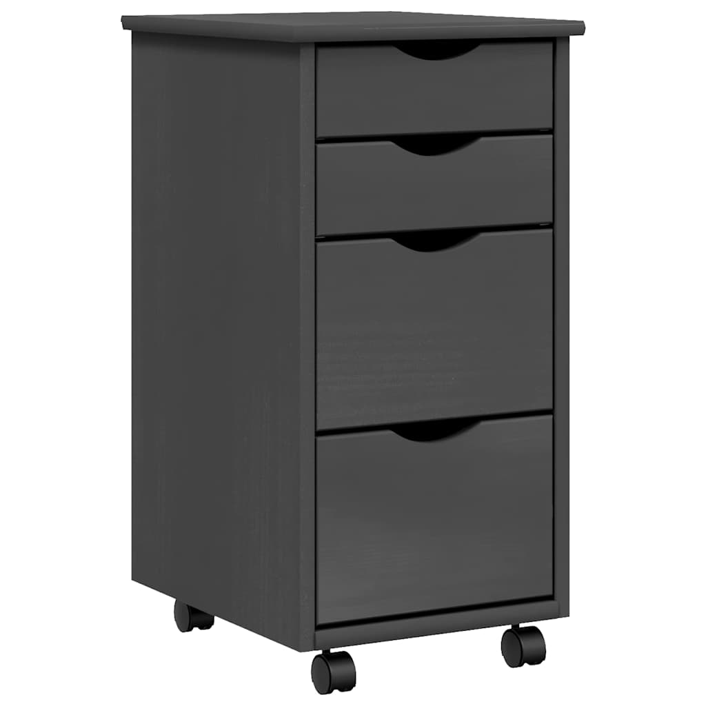vidaXL Rolling Cabinet with Drawers MOSS Grey Solid Wood Pine 2