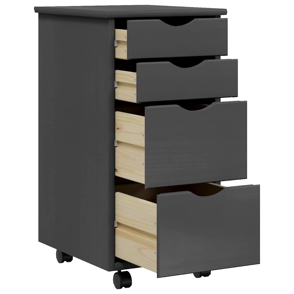 vidaXL Rolling Cabinet with Drawers MOSS Grey Solid Wood Pine 4