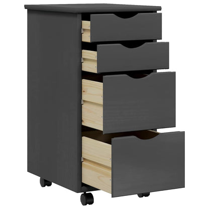 vidaXL Rolling Cabinet with Drawers MOSS Grey Solid Wood Pine 4