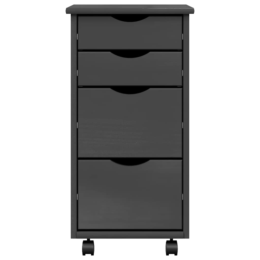 vidaXL Rolling Cabinet with Drawers MOSS Grey Solid Wood Pine 5