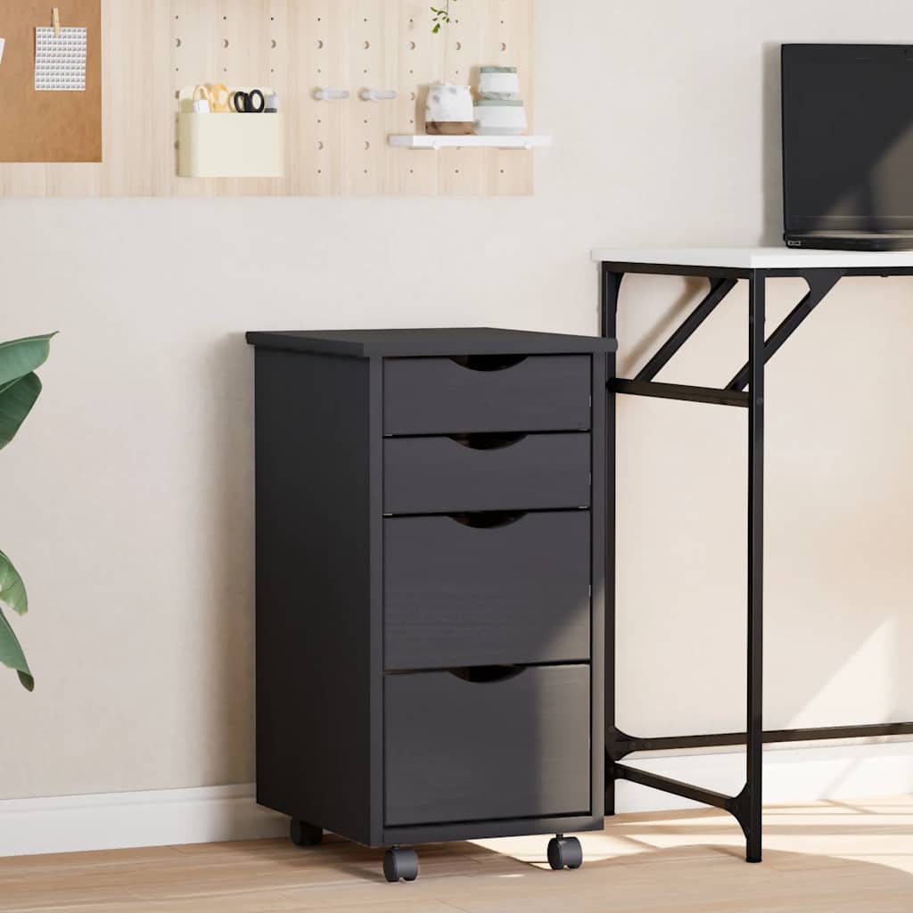vidaXL Rolling Cabinet with Drawers MOSS Grey Solid Wood Pine 1