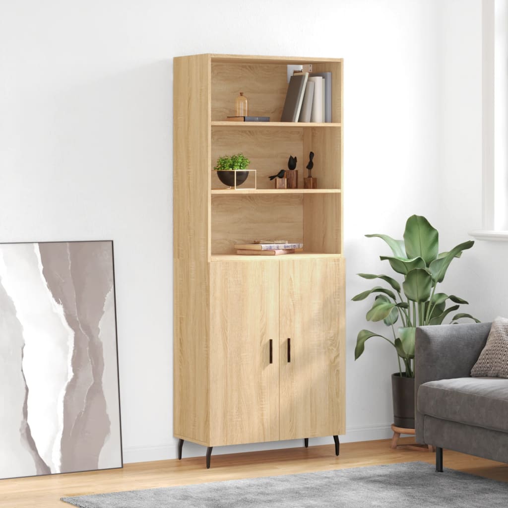 Highboard 69.5x34x180 cm Engineered Wood 2 Doors Sonoma oak
