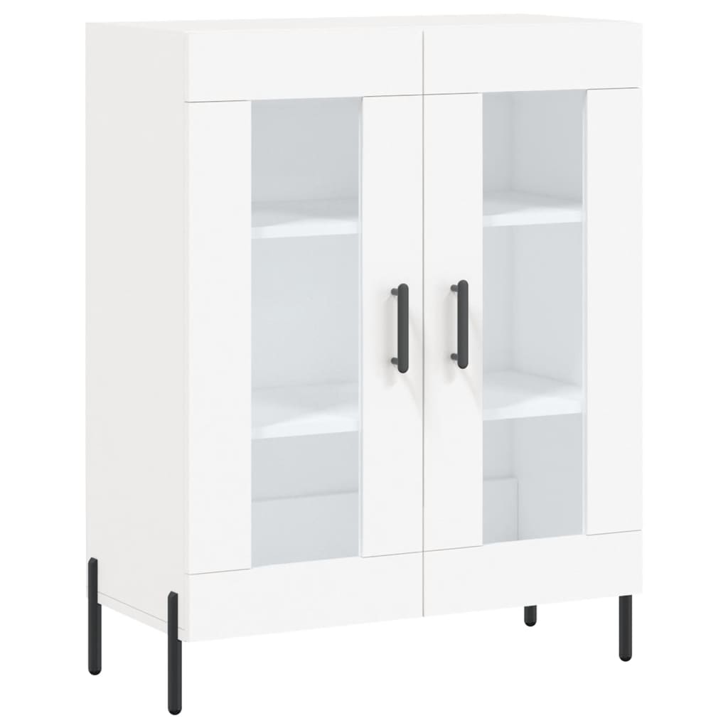 Highboard 69.5x34x180 cm Engineered Wood 2 Glass Doors White