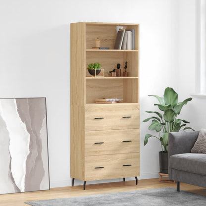 Highboard 69.5x34x180 cm Engineered Wood 3 Drawers Sonoma oak