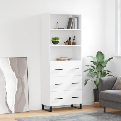 Highboard 69.5x34x180 cm Engineered Wood 3 Drawers White