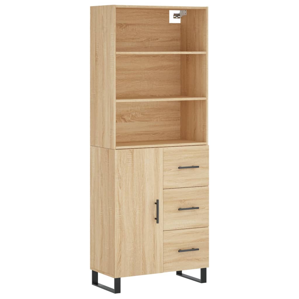 Highboard 69.5x34x180 cm Engineered Wood 1 Door 3 Drawers Sonoma oak