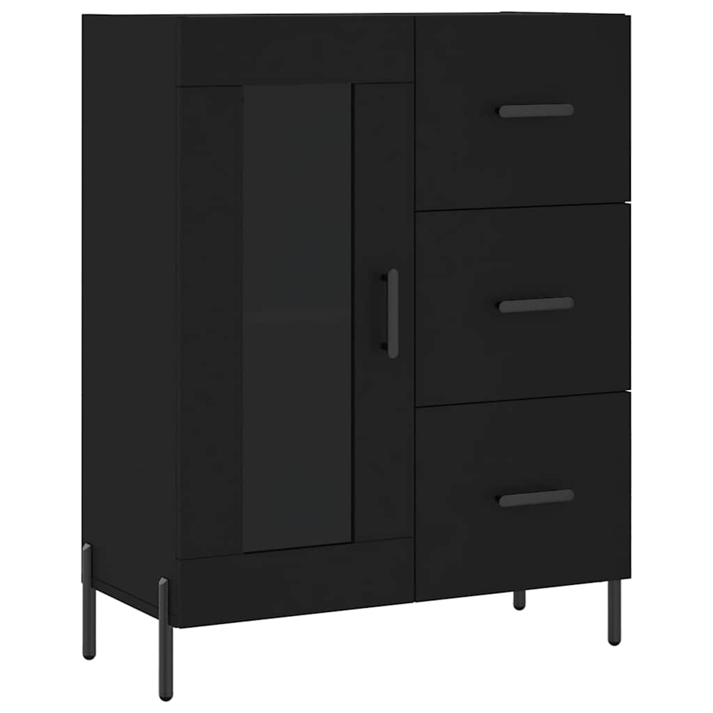 Highboard 69.5x34x180 cm Engineered Wood 1 Glass Door 3 Drawers Black