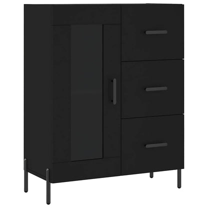 Highboard 69.5x34x180 cm Engineered Wood 1 Glass Door 3 Drawers Black