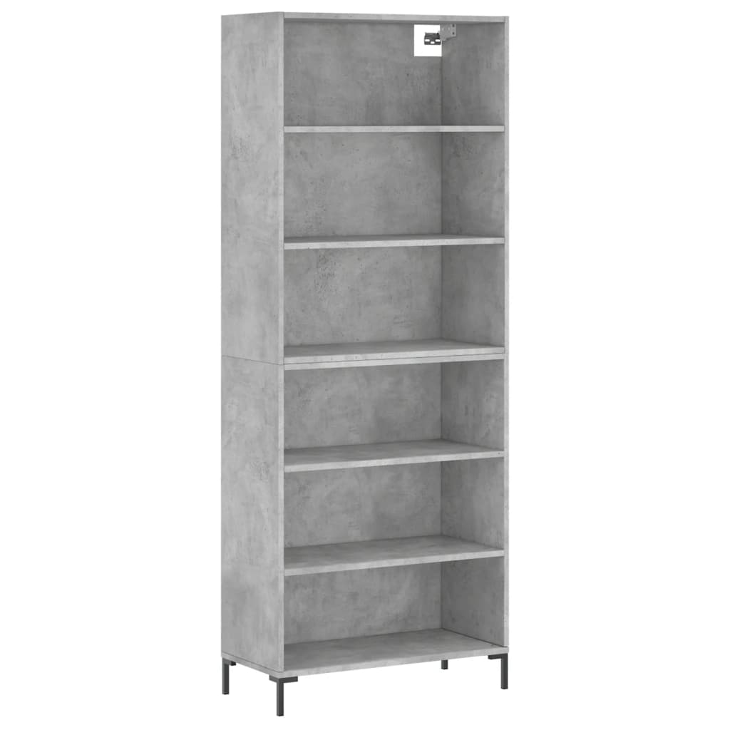 Highboard 69.5x32.5x180 cm Engineered Wood 3 Shelves Concrete grey
