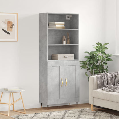 Highboard 69.5x34x180 cm Engineered Wood 2 Wood Doors Concrete grey