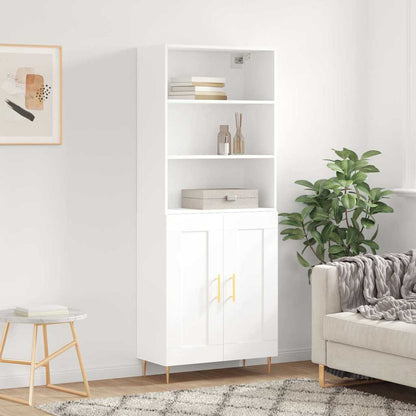 Highboard 69.5x34x180 cm Engineered Wood 2 Wood Doors White