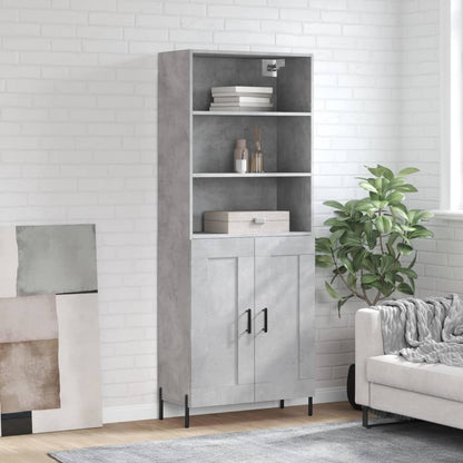 Highboard 69.5x34x180 cm Engineered Wood 2 Wood Doors Concrete grey