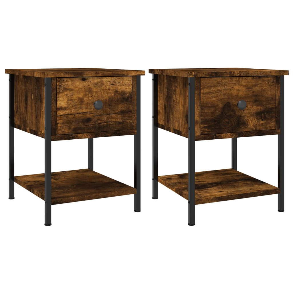vidaXL Bedside Tables 2 pcs Smoked Oak 34x35.5x45 cm Engineered Wood 2