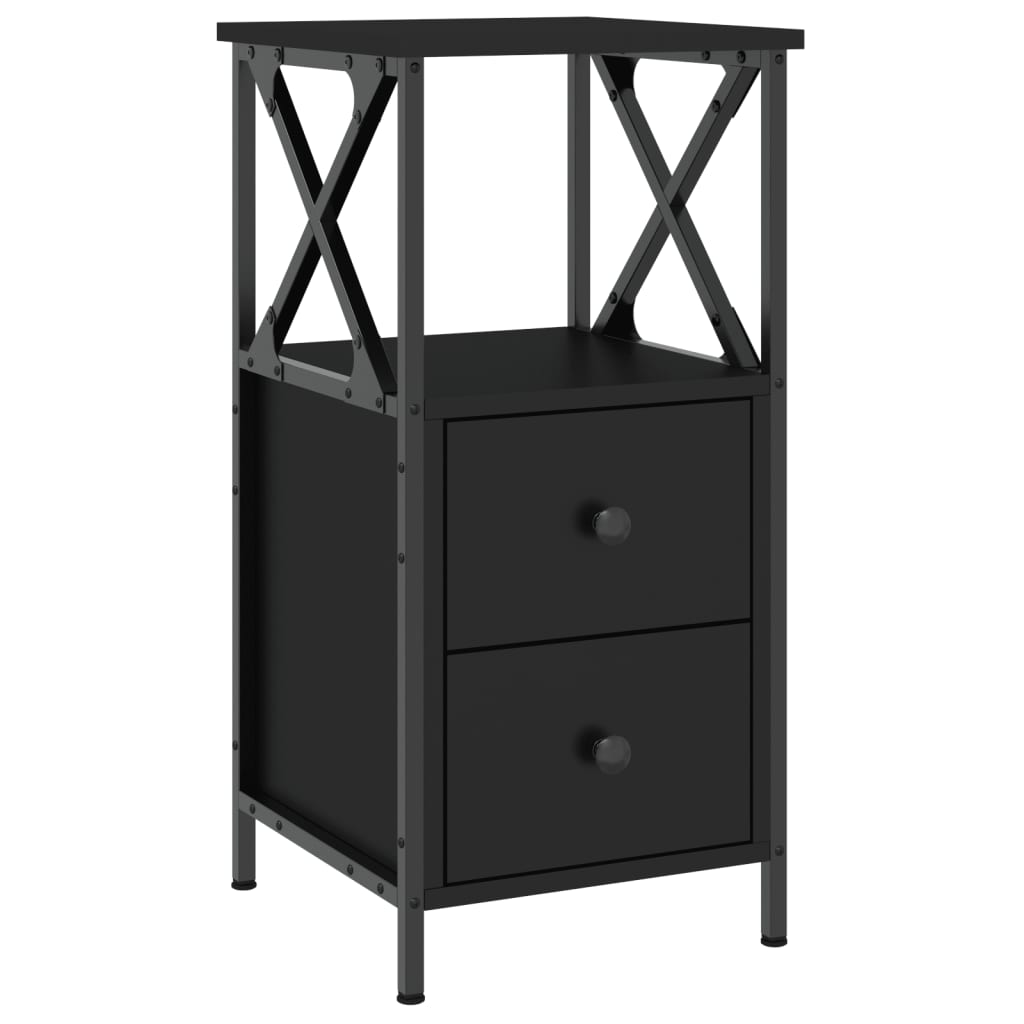 vidaXL Bedside Cabinet Black 34x35,5x70 cm Engineered Wood 2
