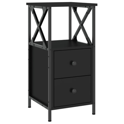 vidaXL Bedside Cabinet Black 34x35,5x70 cm Engineered Wood 2