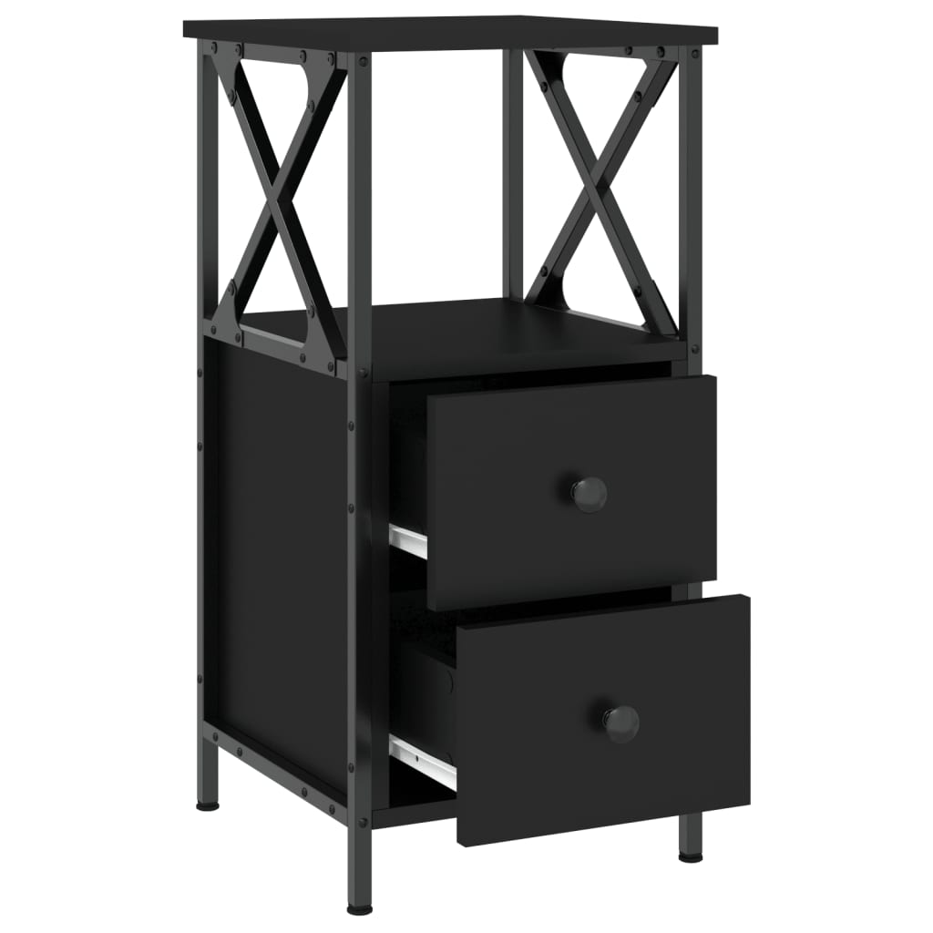 vidaXL Bedside Cabinet Black 34x35,5x70 cm Engineered Wood 3