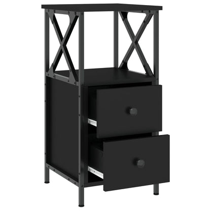 vidaXL Bedside Cabinet Black 34x35,5x70 cm Engineered Wood 3