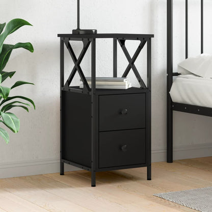 vidaXL Bedside Cabinet Black 34x35,5x70 cm Engineered Wood 1
