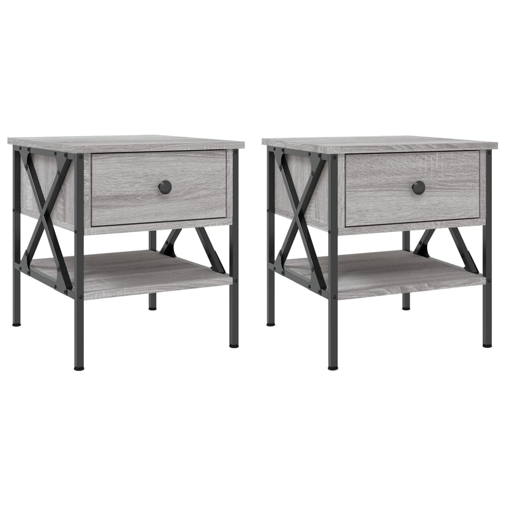 vidaXL Bedside Tables 2 pcs Grey Sonoma 40x42x45 cm Engineered Wood 2