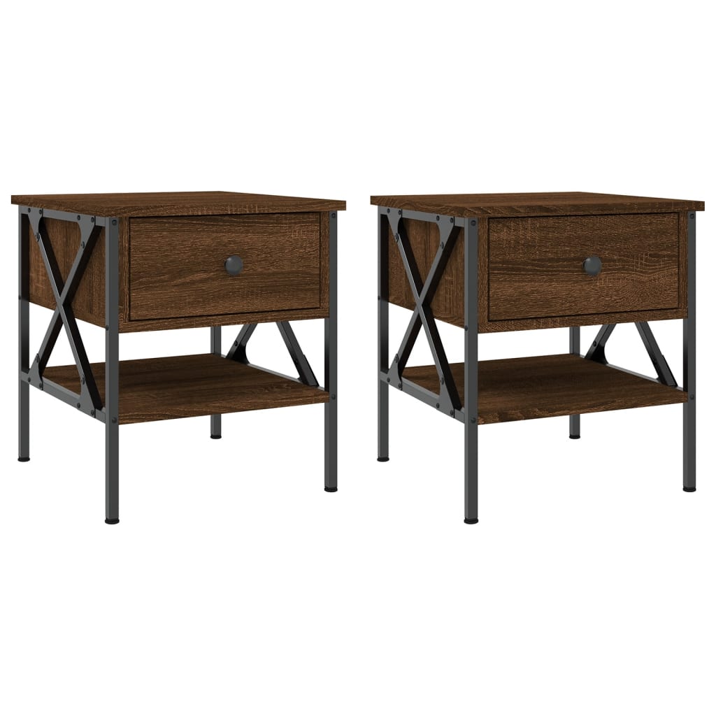 vidaXL Bedside Tables 2 pcs Brown Oak 40x42x45 cm Engineered Wood 2