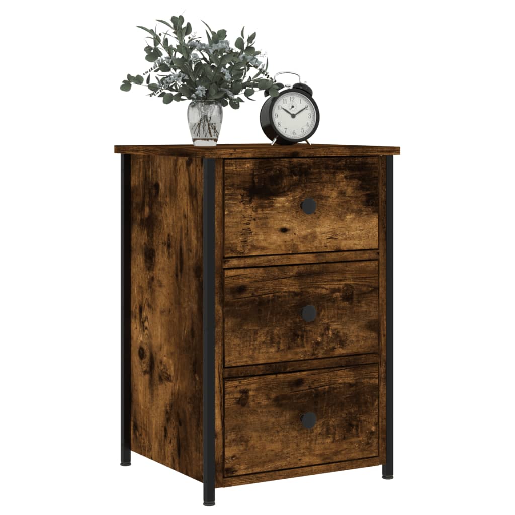 vidaXL Bedside Cabinet Smoked Oak 40x36x60 cm Engineered Wood 3