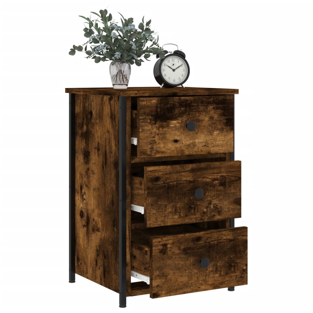 vidaXL Bedside Cabinet Smoked Oak 40x36x60 cm Engineered Wood 4