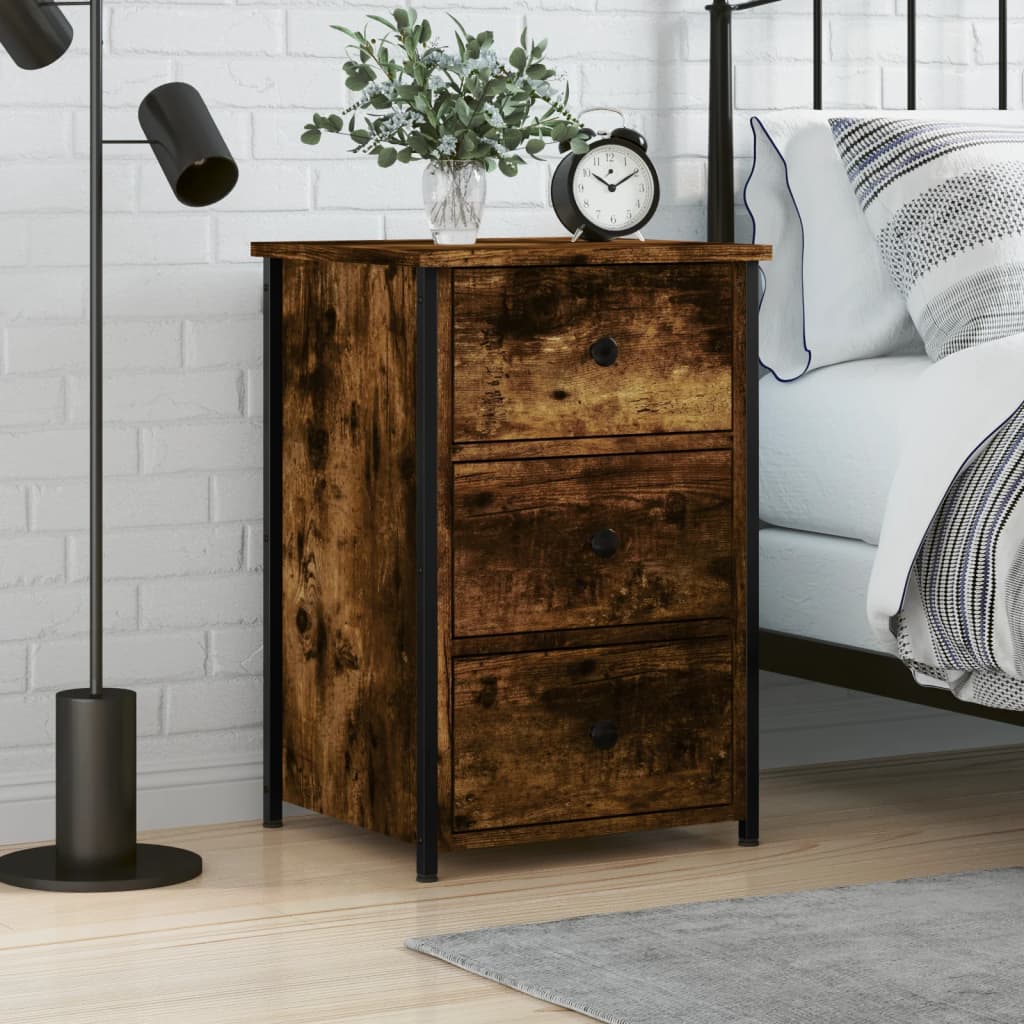 vidaXL Bedside Cabinet Smoked Oak 40x36x60 cm Engineered Wood 1