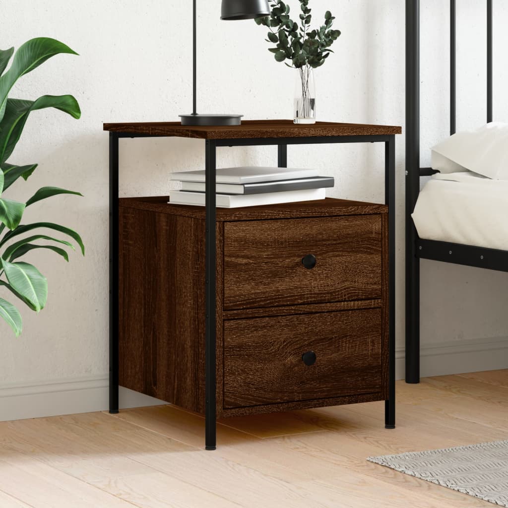 vidaXL Bedside Cabinet Brown Oak 44x45x60 cm Engineered Wood 1