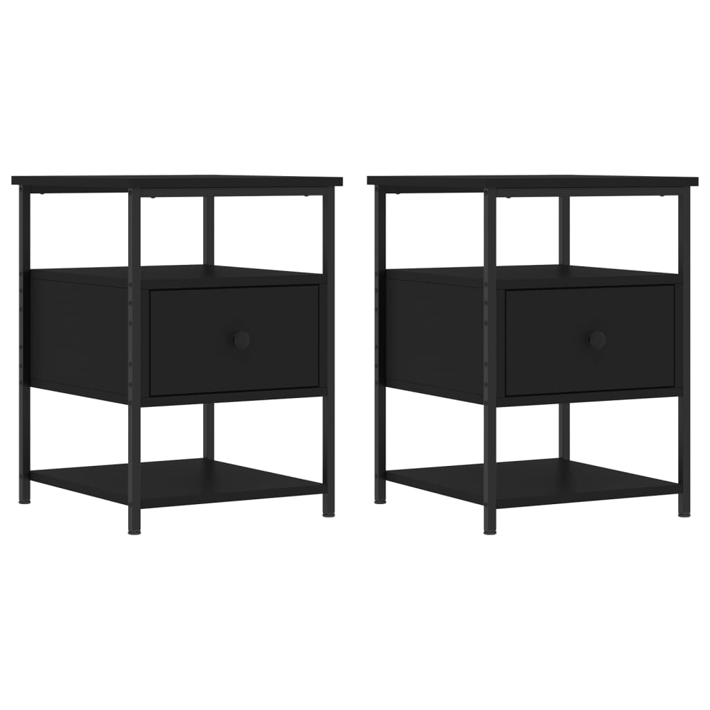 vidaXL Bedside Cabinets 2 pcs Black 40x42x56 cm Engineered Wood 2