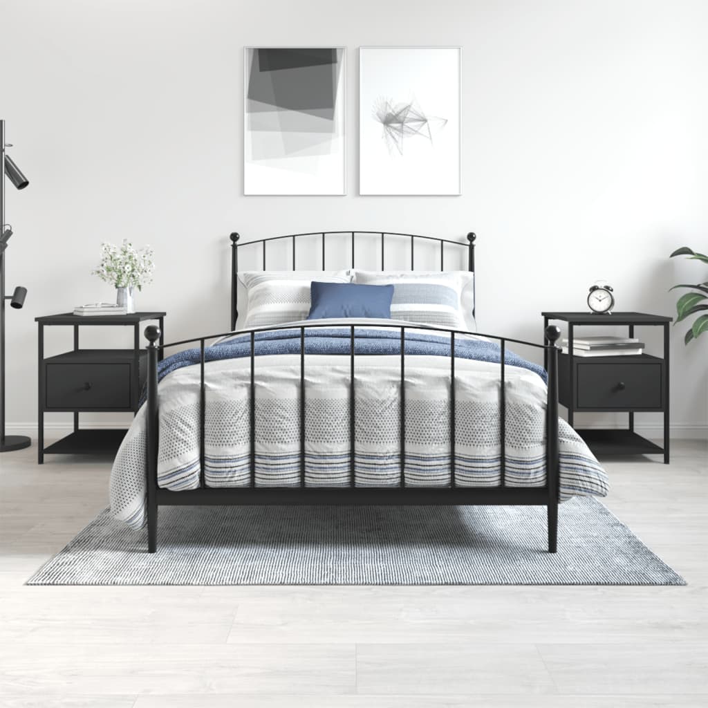 vidaXL Bedside Cabinets 2 pcs Black 40x42x56 cm Engineered Wood 1