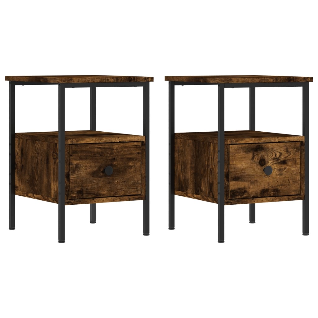 vidaXL Bedside Cabinets 2 pcs Smoked Oak 34x36x50 cm Engineered Wood 2