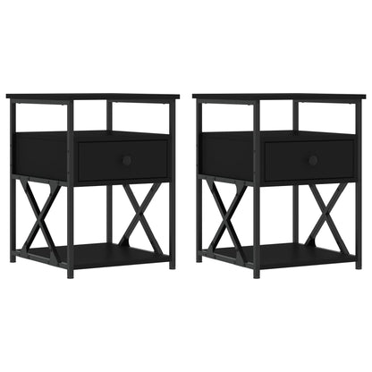 vidaXL Bedside Cabinets 2 pcs Black 40x42x55 cm Engineered Wood 2