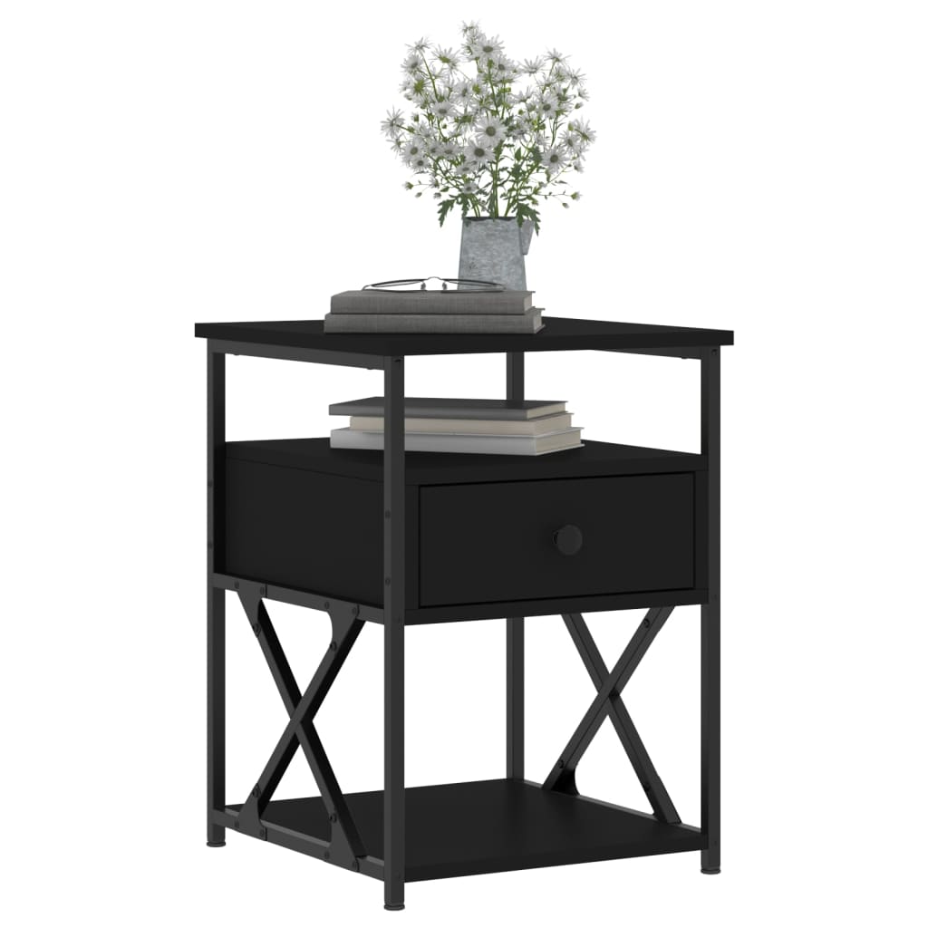 vidaXL Bedside Cabinets 2 pcs Black 40x42x55 cm Engineered Wood 3