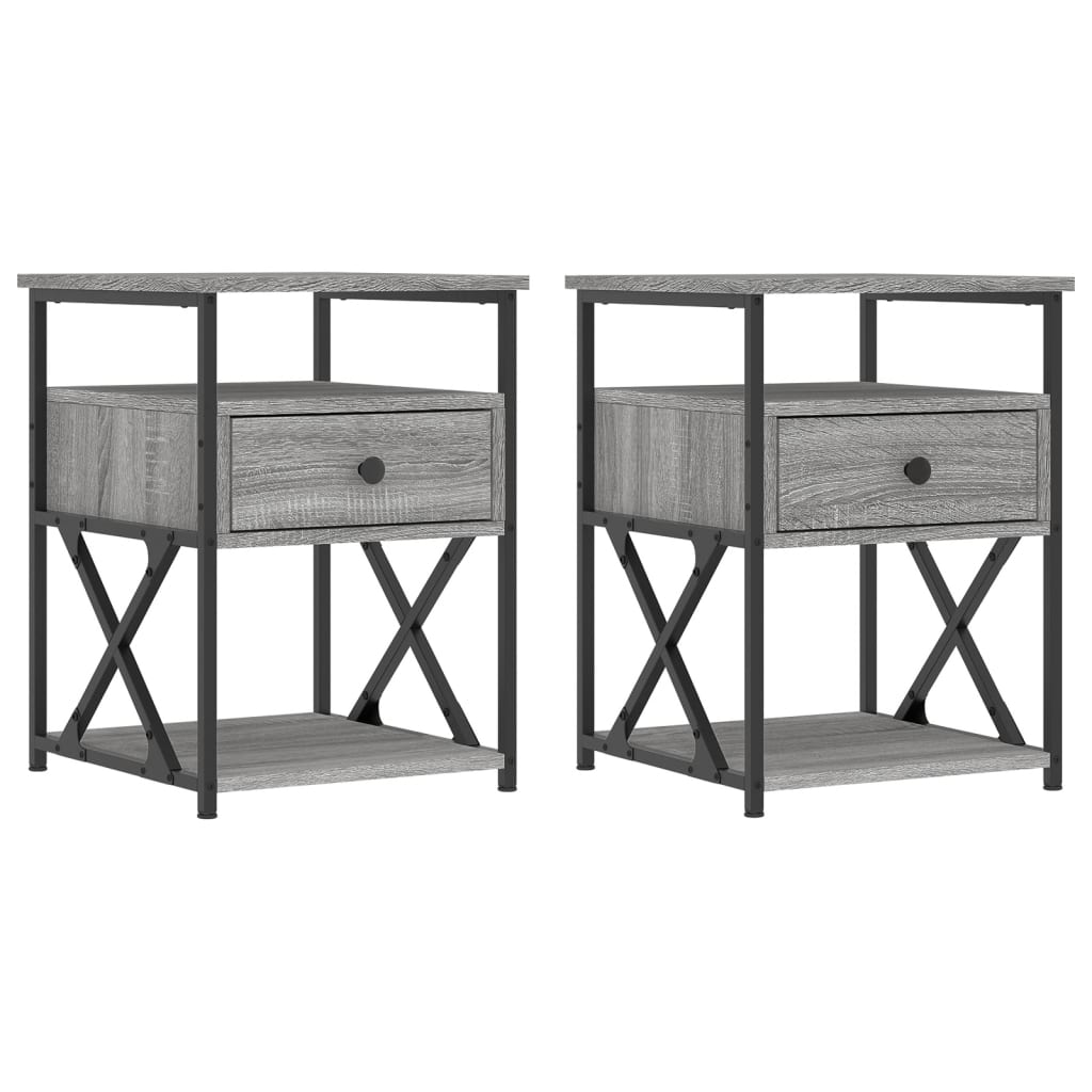 vidaXL Bedside Cabinets 2 pcs Grey Sonoma 40x42x55 cm Engineered Wood 2