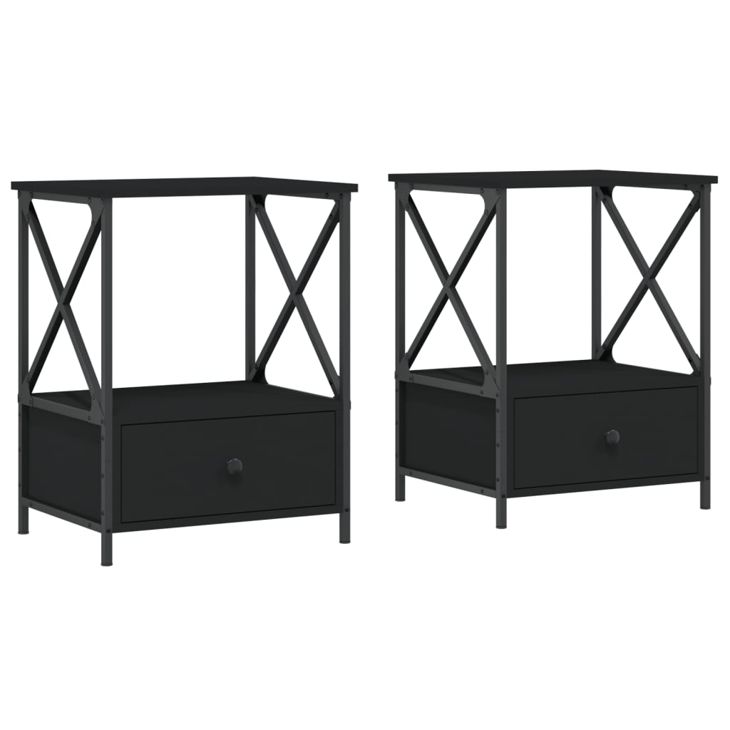 vidaXL Bedside Tables 2 pcs Black 50x41x65 cm Engineered Wood 2