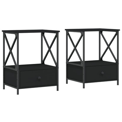 vidaXL Bedside Tables 2 pcs Black 50x41x65 cm Engineered Wood 2